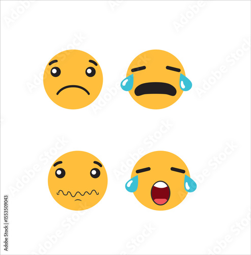 sad emoji vector set icon
