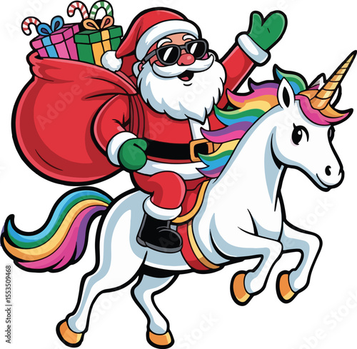 Santa Riding Unicorn