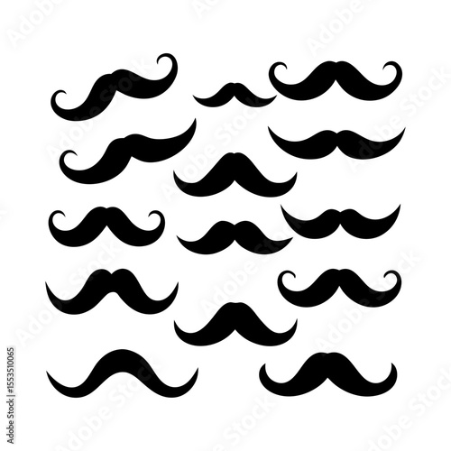 mustache collection set vector different mustache silhouette