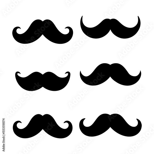 mustache collection set vector different mustache silhouette