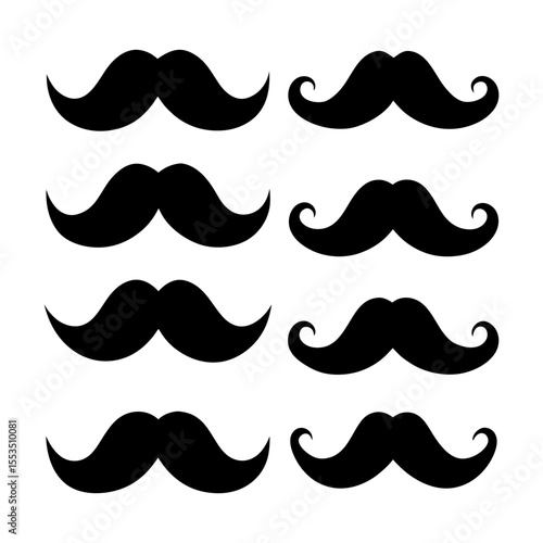 mustache collection set vector different mustache silhouette