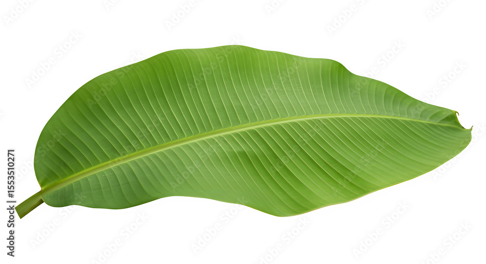 Fototapeta premium Tropical Green Banana Leaf with Natural Texture – Isolated on White or Transparent Background