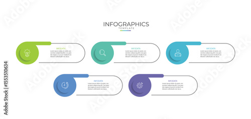 Business infographic template. 5 Step timeline journey. Process diagram, 5 options, Infographic elements vector illustration.