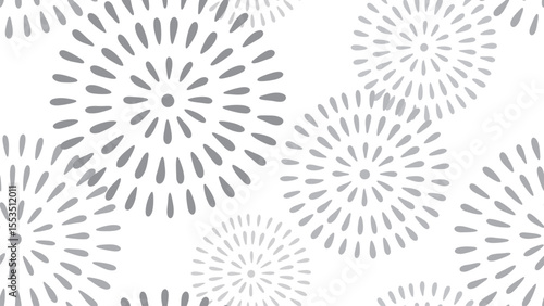 Seamless Scattered Fireworks Pattern on White Horizontal Background for Festive Banners and Cards