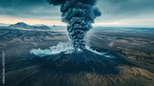 olcanic Eruption: Ash Plume, Drone View

Dramatic drone shot of a volcanic mountain spewing a massive ash plume into the sky, vast landscape.volcano, eruption, ash, plume, drone, dramatic, mountain, s