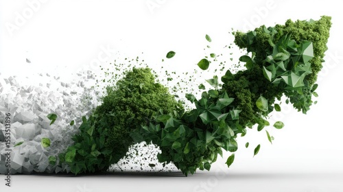 Green growth transformation abstract arrow of nature replacing gray