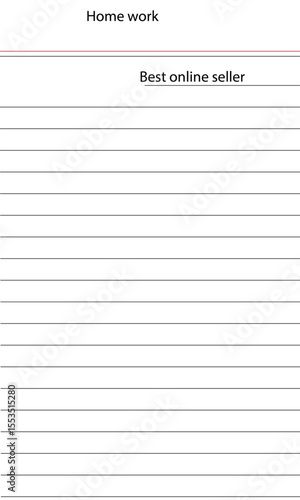 Notebook paper design with academic and business headings, combining learning and selling in a simple, lined vector format for modern planners

