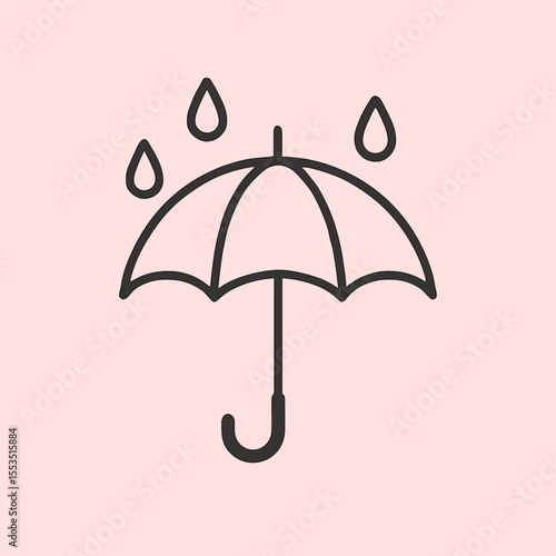 Umbrella with raindrops icon in minimalist line style