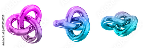 3D Chrome Metallic Abstract Shape Objects, 3d rendering steel gradient shape design element, futuristic, shiny design
