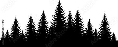 A set of pine trees silhouette vector
