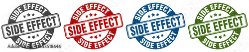side effect stamp. side effect round stamp set isolated on white background
