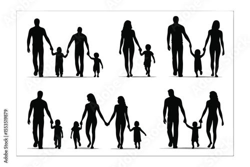 Family Silhouette Collection: A heartwarming collection of silhouettes representing families in various configurations, embodying the warmth and connection of familial bonds.