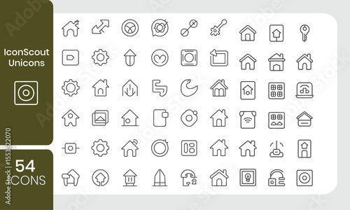 Modern minimalist icon set featuring various icons suitable for web and mobile applications