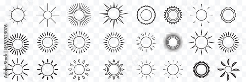 Sun icons set. Sun weather symbol collection. Sunshine, sunlight, sunburst icon set. Vector icons EPS 10