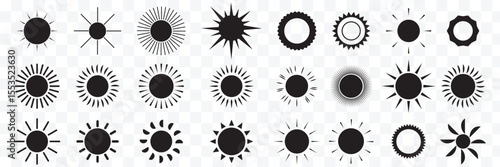 Sun icons set. Sun weather symbol collection. Sunshine, sunlight, sunburst icon set. Vector icons EPS 10