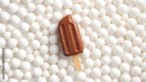 Chocolate ice cream on the white cotton balls