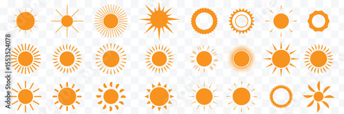 Sun icons set. Sun weather symbol collection. Sunshine, sunlight, sunburst icon set. Vector icons EPS 10