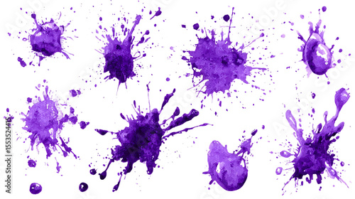 Purple paint splatters on black background