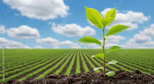 Celebrating World Rural Development Day A Young Tree Planted in a Field by a Rural Farmer, Symbolizing Growth and Sustainability