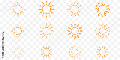 set of sunburst icon, sun icon set EPS 10