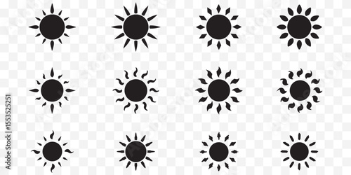 set of sunburst icon, sun icon set EPS 10