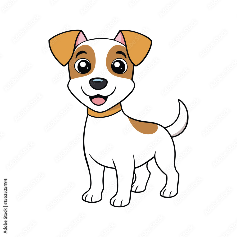 Fototapeta premium Smiling jack russell terrier dog with big eyes vector illustration isolated on white background