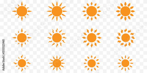 set of sunburst icon, sun icon set EPS 10