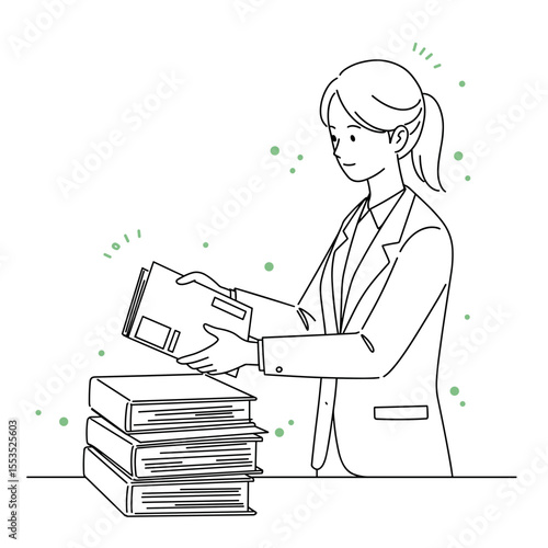 Office assistant organizing documents — vector illustration for administrative and clerical roles

