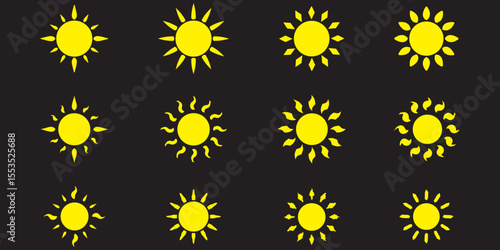 set of sunburst icon, sun icon set EPS 10