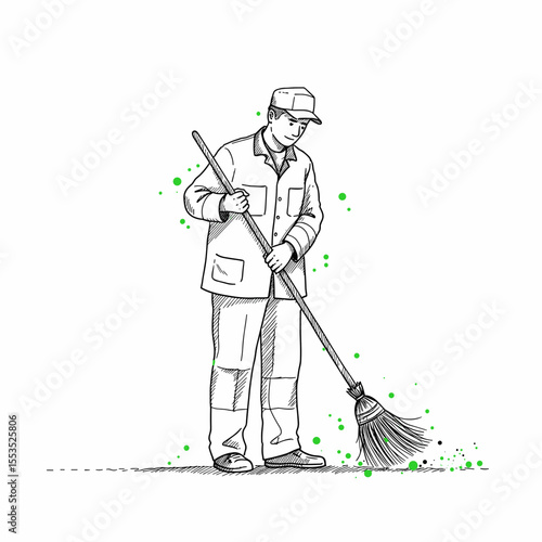 Street cleaner vector illustration for public maintenance and city service concepts