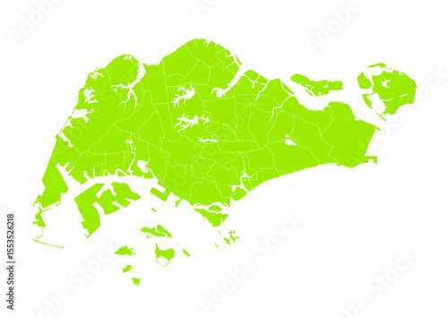 世界地図より、シンガポールの行政区分地図　（Map of singapore）
