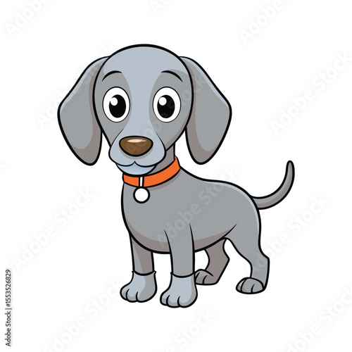 Smiling Weimaraner with soft gray fur and large eyes vector illustration isolated on white background