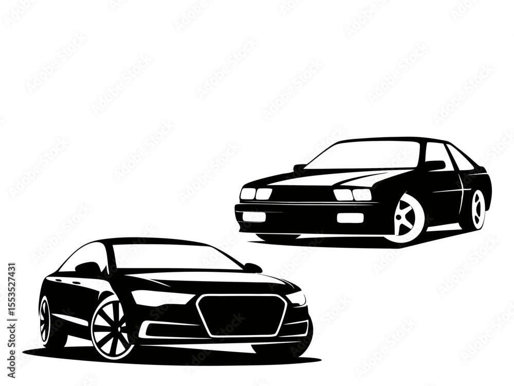Naklejka premium Car front side silhouettes 