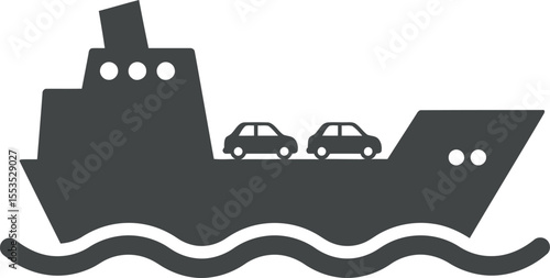 Car Ferry Transportation Icon - Sea Travel & Logistics

