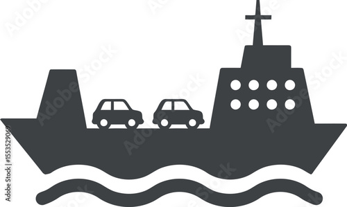 Car Ferry Transportation Icon - Sea Travel & Logistics

