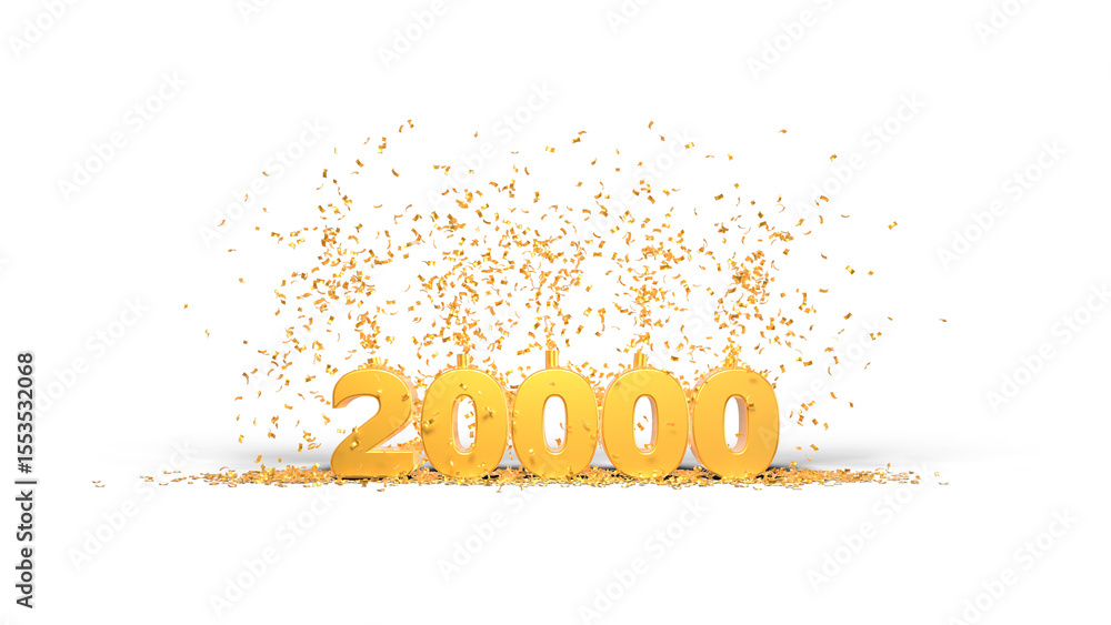 Αυτοκόλλητο 20000, 20K or two thousand celebration number - 3D rendering on transparent back