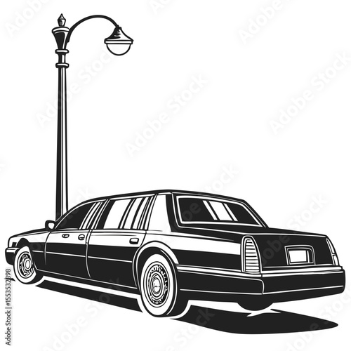 black and white wedding car