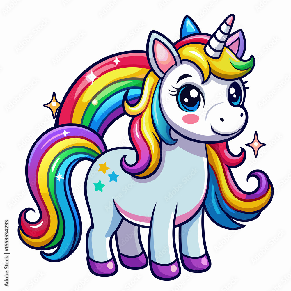 Naklejka premium Whimsical Hand Drawn Unicorn Illustration for Kids and Fantasy Lovers