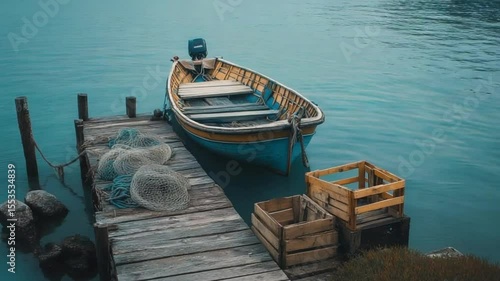 old wooden boat fishing at the pier