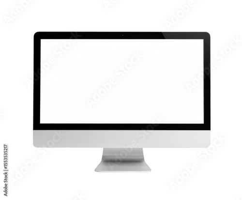 Flat LCD computer monitor with blank screen  isolated on white