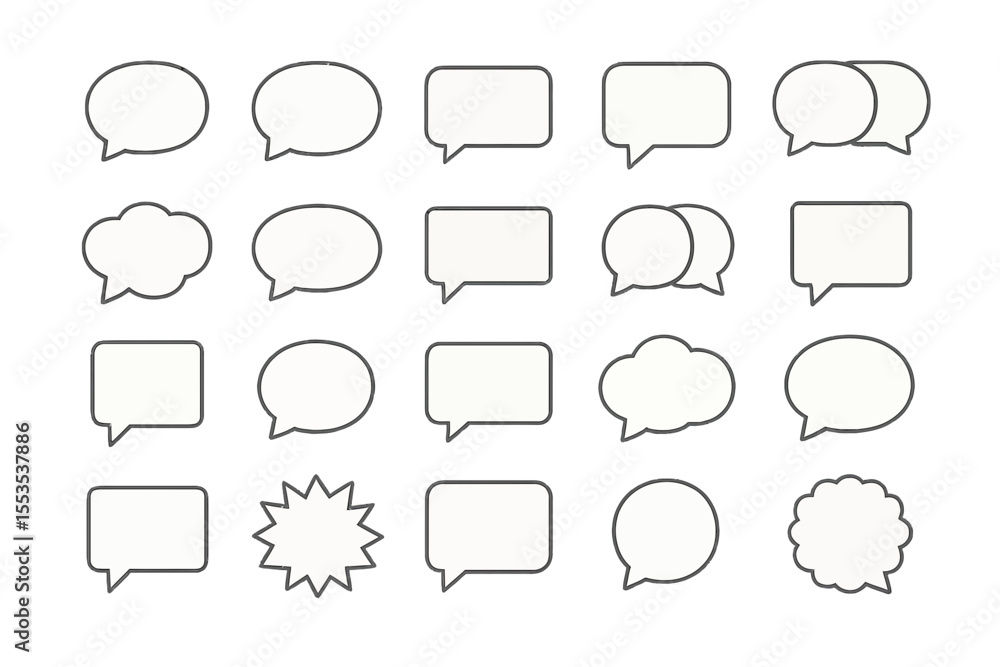 Speech Bubble Icon Set (20): Outline Vector for Chat & Communication Speech Bubble Icon Set (20): Outline Vector for Chat & Communication