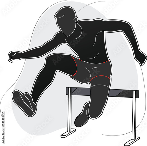 Abstract Hurdler Athlete Vector Illustration