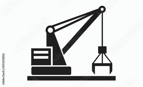 hydraulic crane icon, hand lift silhouette, vector hoist symbol, industrial jack graphic, lifting tool illustration