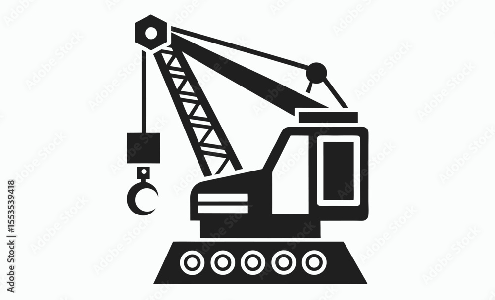 Naklejka premium hydraulic crane icon, hand lift silhouette, vector hoist symbol, industrial jack graphic, lifting tool illustration