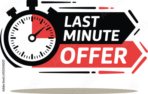 Eye Catching Last Minute Offer Advertisement Featuring a Timer and Bold Typography to Urge Immediate Action Vector Illustration