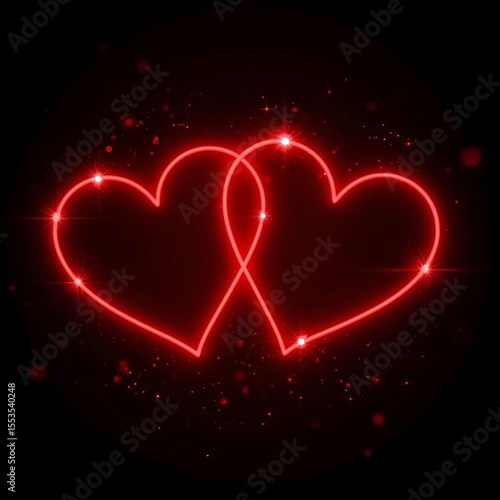 Red love with black background