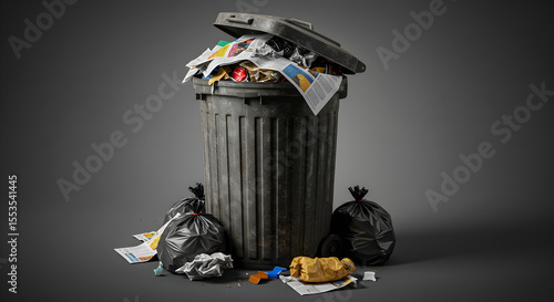 Overflowing trash cans