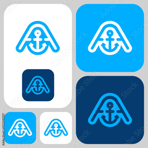 Letter A combines with the anchor symbol features rounded, sleek, minimalist and modern style. Ideal for maritime, nautical or professional brands that want a bold yet classy look.