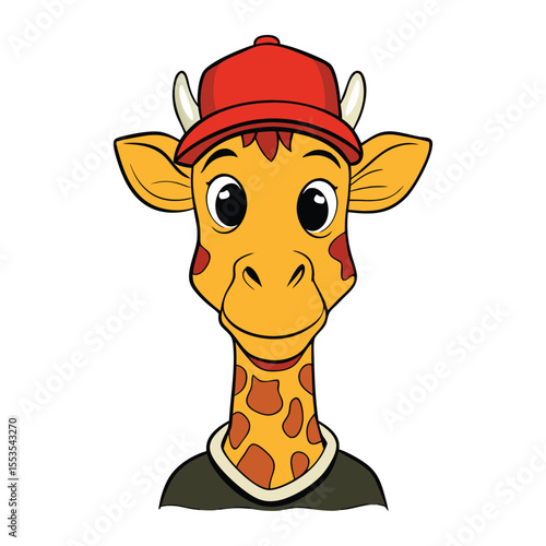 Cool giraffe portrait wearing a hip-hop hat, exuding urban style and swagger with a laid-back vibe—perfect mix of wild charm and street fashion attitude.
