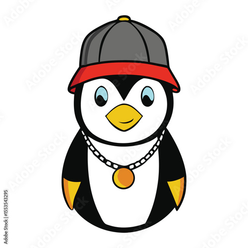 A cool penguin portrait rocking a hip-hop hat, blending icy charm with urban swagger in a stylish, playful vibe that’s both fresh and fun.
